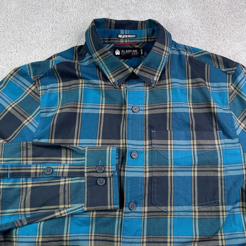 Duluth Alaskan Hardgear Shirt Mens Large Blue Slim Wool Blend Flannel Untucked‎